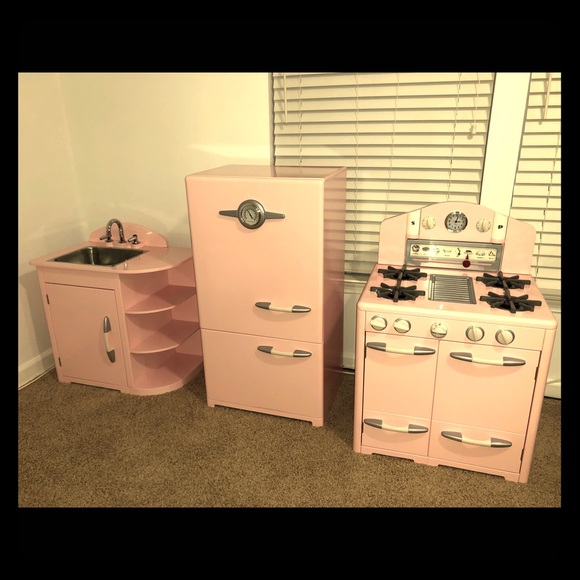 Pottery Barn Kids Other - SOLD! PB Kids Pink Retro Kitchen Sink & Icebox Set